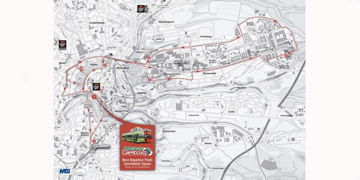 zemljevid hop on hop off Luksemburg
