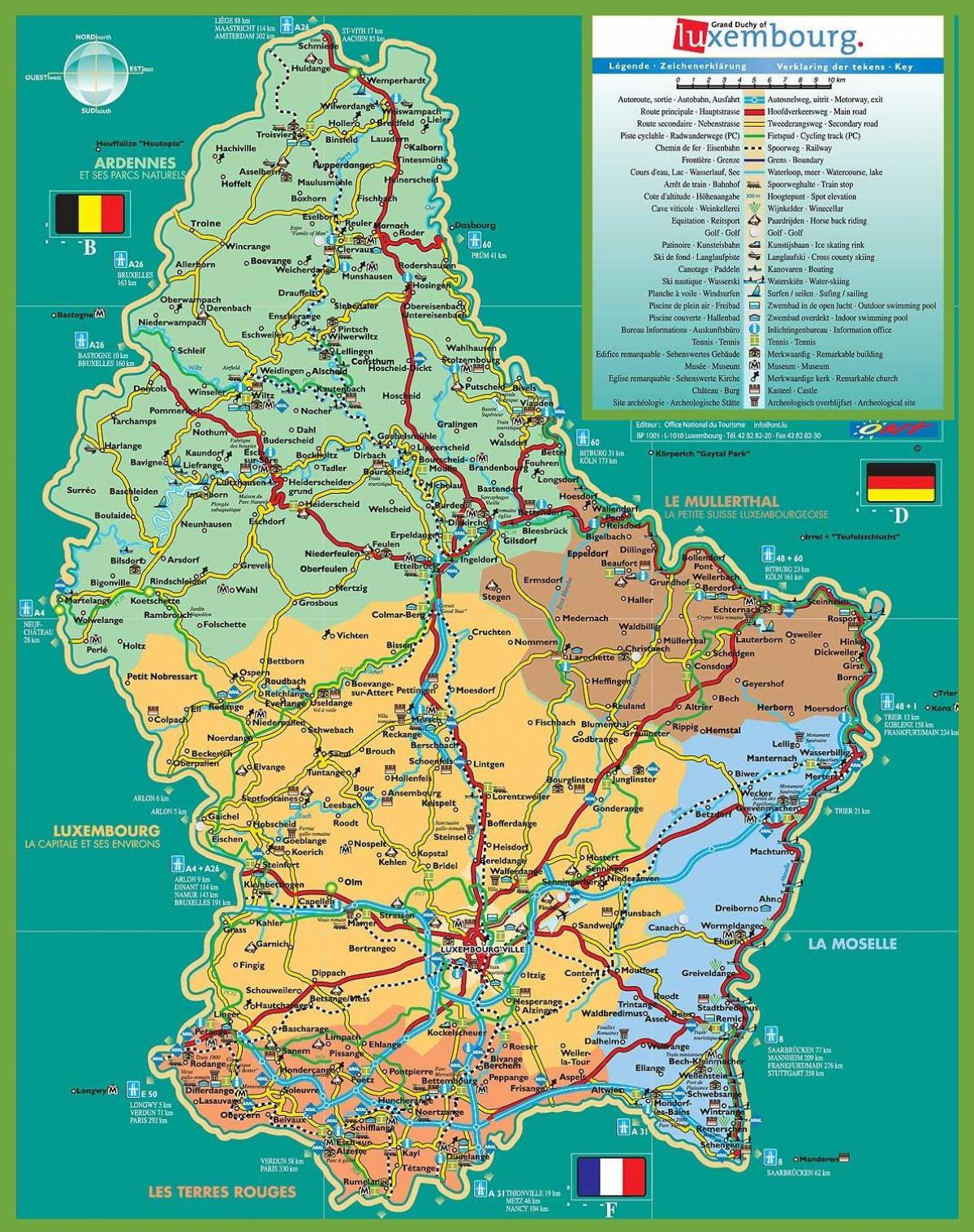 Luksemburg znamenitosti na zemljevidu