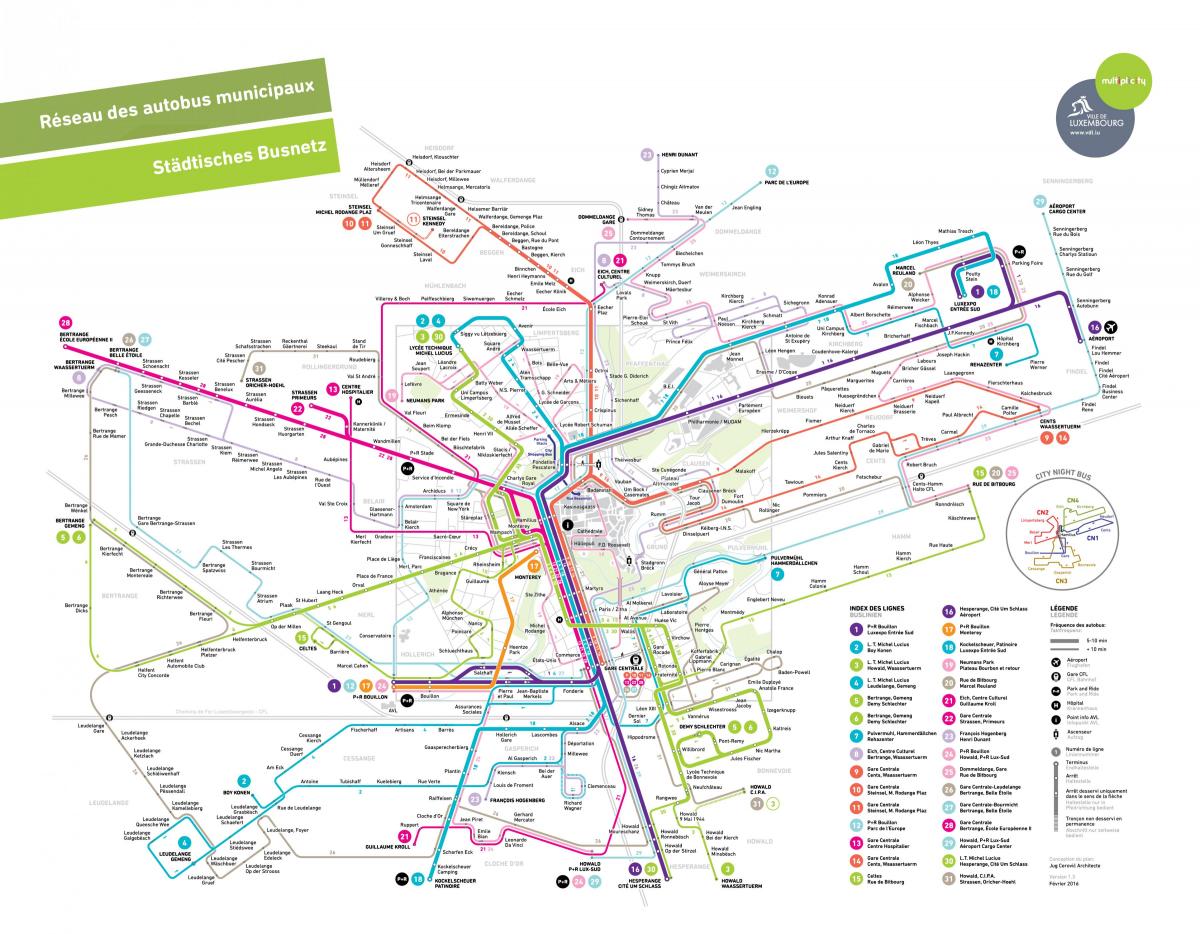 Luksemburg avtobus poti zemljevid