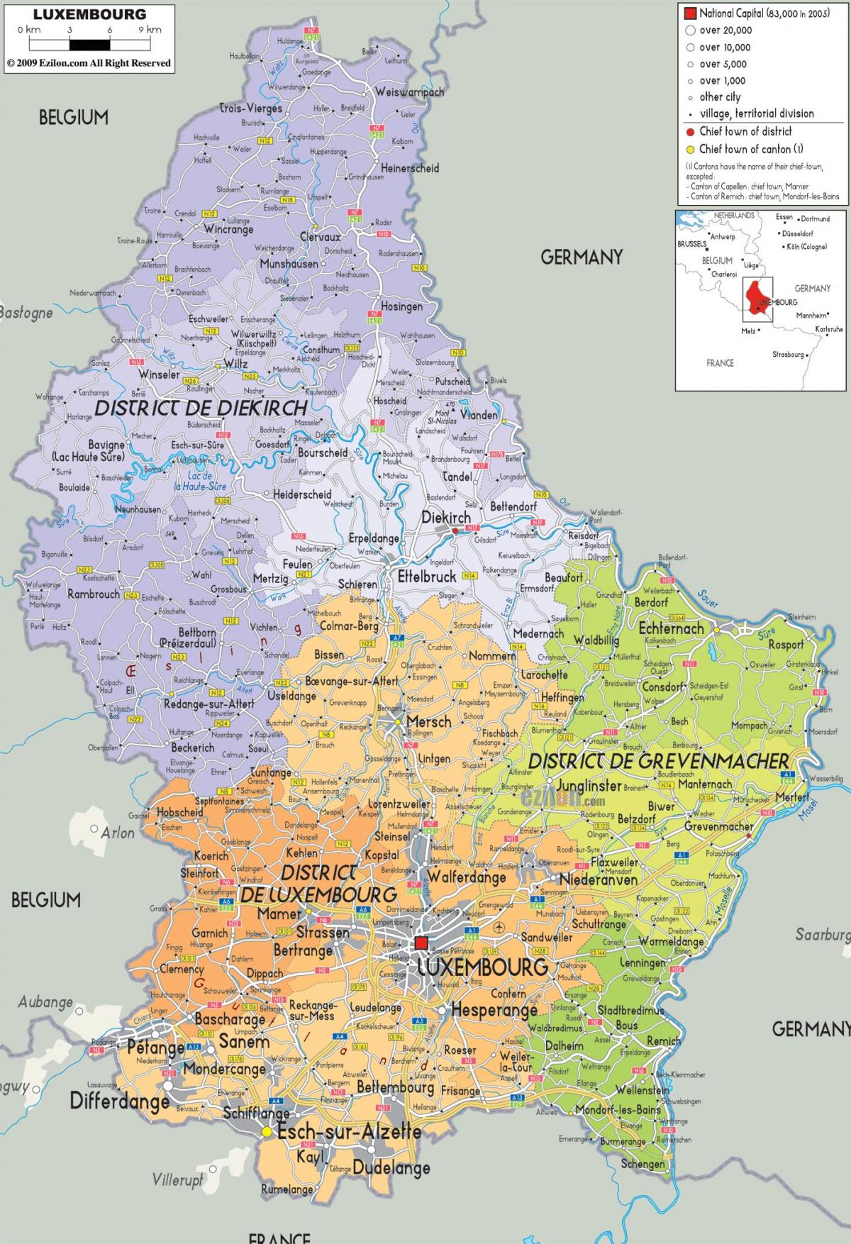 Luksemburg državi zemljevid